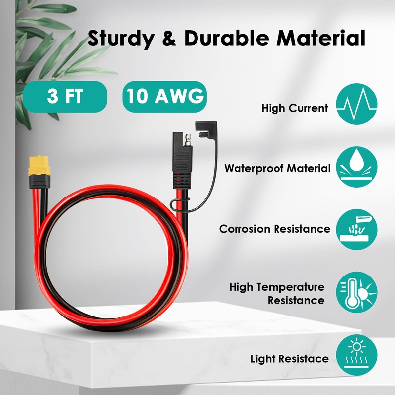 MOOKEERF 10AWG SAE to XT60 Connector Extension Cable 3FT, XT60