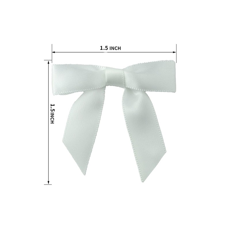 7Rainbows 50pcs Boutique 1.5" White Satin Ribbon Mini Bows for
