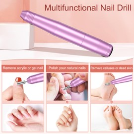 BSRANE Nail Drill Machine, Electric Nail Files for Acrylic and Gel Nails, 20000RPM Electric Nail Drill for Natural Nails, Professional Nail Drill for Pedicure & Manicure, Shaping, Polishing, Purple