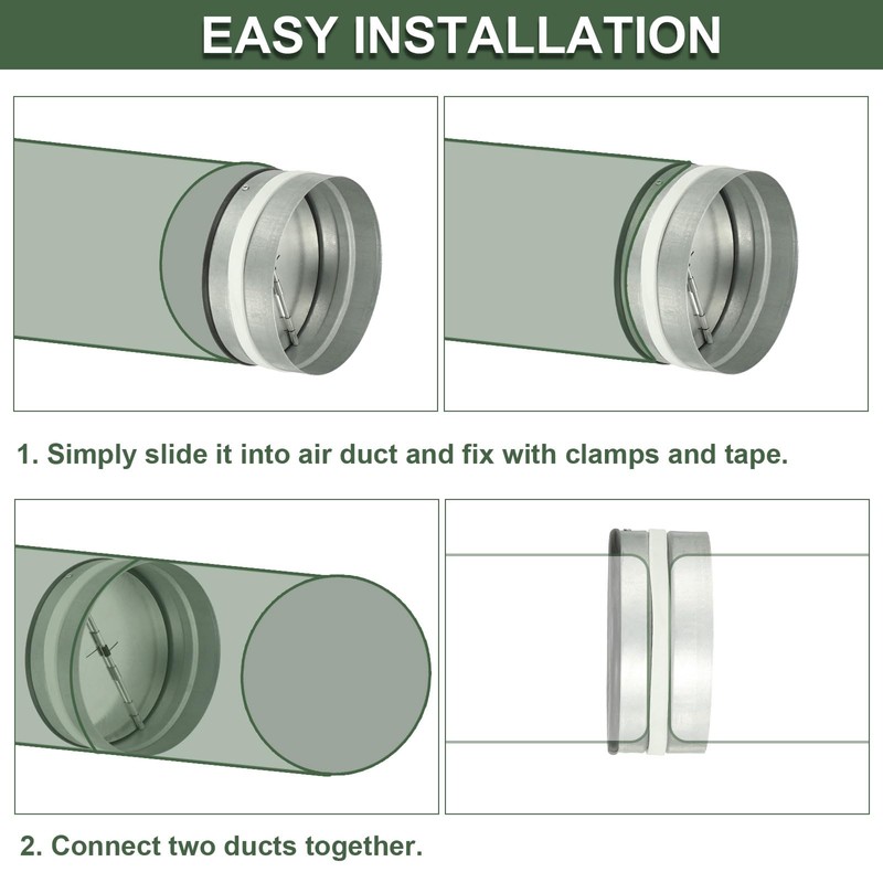 YOKIVE 3.9-inch Backdraft Damper Shutter, 2 Pcs Inline Spring Loaded