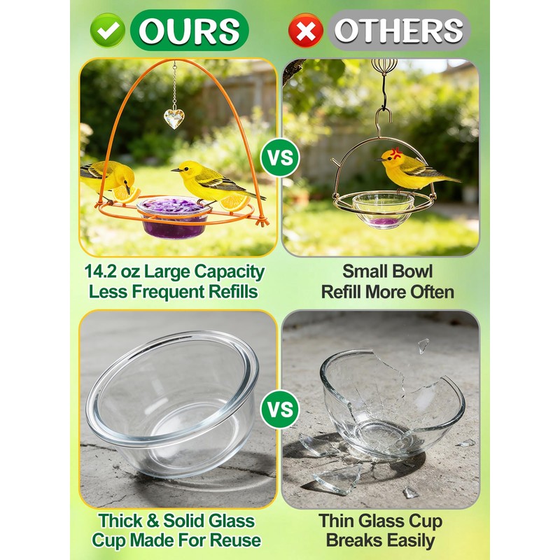 Apipi Extra Large Oriole Feeders for Outdoors with 14.2 oz