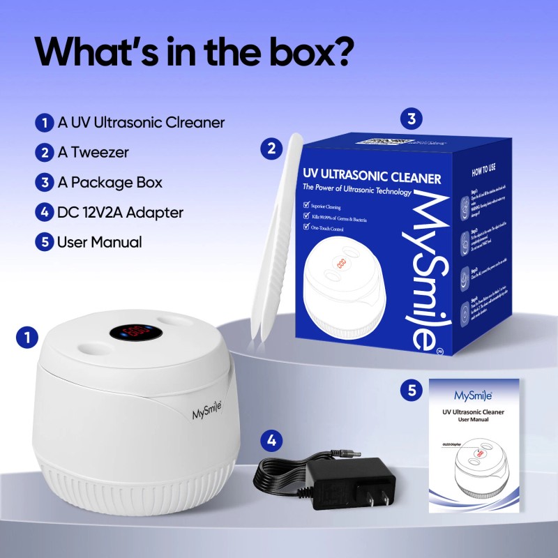 MySmile UV Ultrasonic Retainer Cleaner Machine Denture Teeth Guard Pod