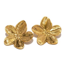 1 Pair Women Flower Earring, Gold Statement Earrings, Gold Floral Petal Vintage Earrings, Big Vintage Dangle Flower Earring, Hypoallergenic Jewelry Gifts, for Woman, Wedding, Party