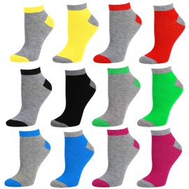Debra Weitzner 12 Pairs Womens Runner Ankle Socks - Low-Cut Colorful Socks (Size 9-11)