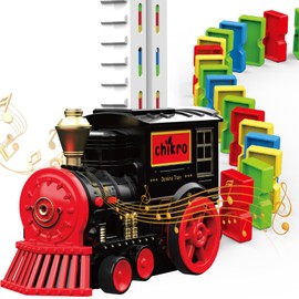 chikro Christmas Dominos Train Toys for Kids 3-5 - 120PCS Dominos Stem Montessori Toy 3 4 5 6 7 8 Year Old Boy Girl Birthday Gifts Boys Toys Age 4-6 Stocking Stuffers Presents Gift for Autistic Kid Ages 4-8