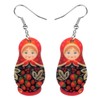 WEVENI Acrylic Russian Matryoshka Doll Earrings Dangle Drop Charm Jewelry