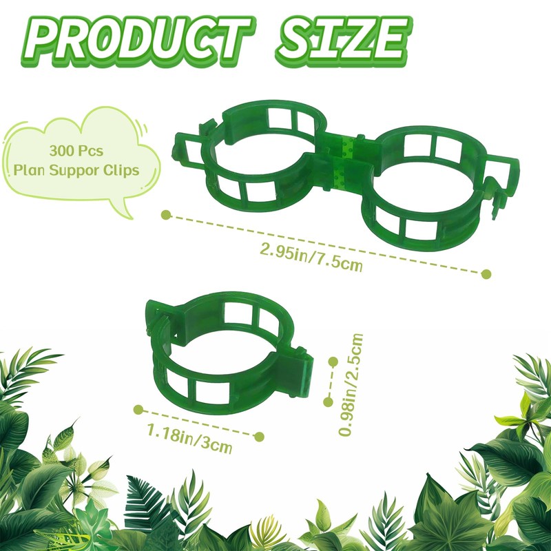 OJYUDD 300 Pcs Plant Support Clips,Plastic Tomato Clips,Plant Support Clips,Garden