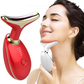 Face & Neck Skin Lifting , ComfortFacial trending product, Face Neckmassage Lines SmoothingDevice,Skincare Product Gift forWomen and Men Massager Electric - Color: White