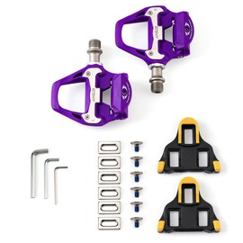 ANSJS Road Bike Pedals, Lightweight Clipless Bike Pedals with Cleat Set, Compatible with SPD-SL System, 6 Degree Float Clipless (R21P)