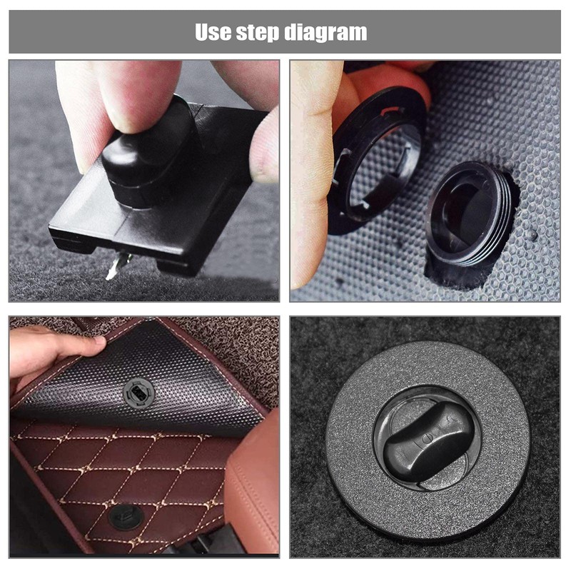 EMSea 4Pcs Car Mat Retainer Carpet Anti-Slip Buckle Twist Plastic