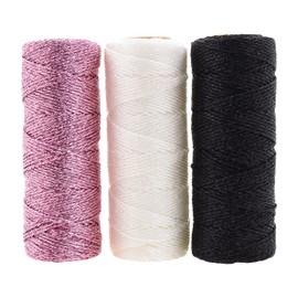 Mandala Crafts Black White Pink Metallic Bakers Twine for Gift Wrapping - Decorative Twine for Crafts - Metallic String 1mm Thin Black White Pink