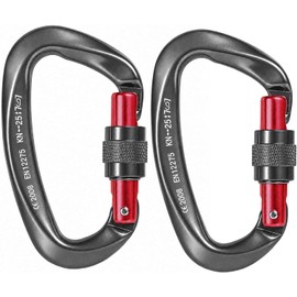 2 Piezas Mosqueton de 25 KN, Mosquetones de Seguridad, Certificados UIAA, Carabiner de Aluminio de Aviación para Montañismo, Escalada en Roca, Trabajo Aéreo
