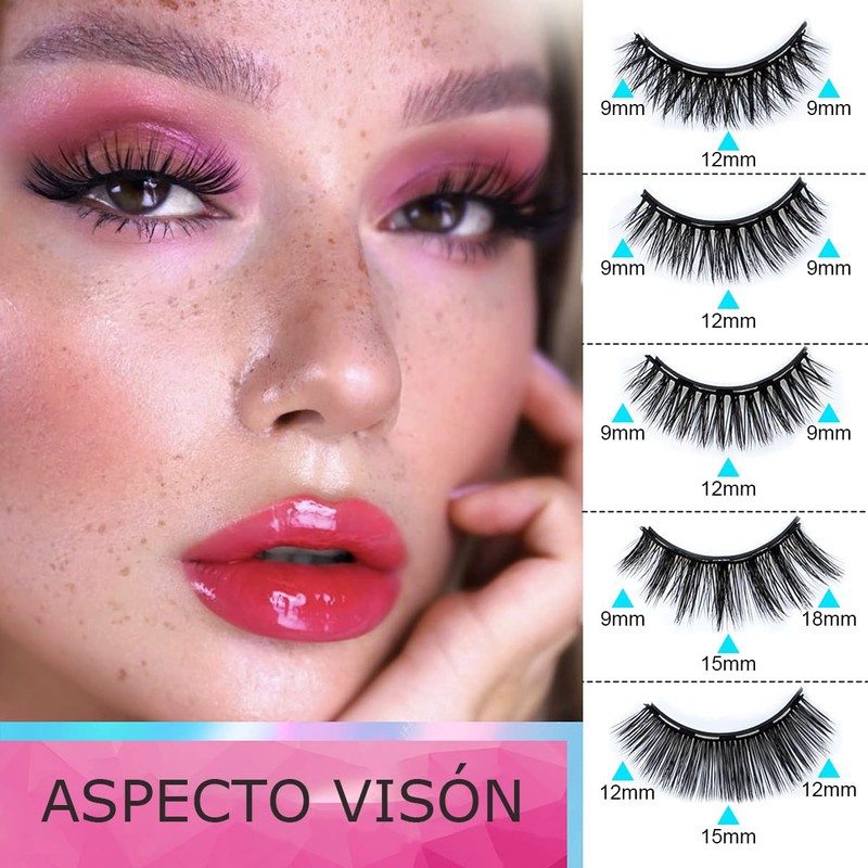 Shoonlo Pestañas Postizas Magneticas Naturales 3D 10 Pares, Set de
