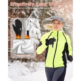 RIGWARL Winter Gloves Men Women Waterproof Touchscreen Gloves with Non-Slip PU Leather Warm Windproof Cycling Gloves for Riding Running Motorcycle Hiking Cycling