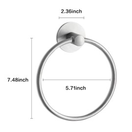 Besteffie Adhesive Towel Ring Wall Mount Hand Towel Ring Self Adhesive Towel Hanger Premium SUS304 Stainless Steel Rustproof Brushed Nickel, Kitchen, Bathroom Hand Towel Holder