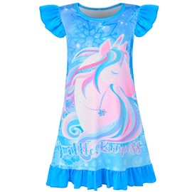 Sylfairy Girls Nightgowns, Unicorn Nightgown Princess Pajama Dresses for Girls Sleepwear Nightie