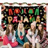 MEHOFOND 7x5ft Christmas Pajama Party Backdrop Banner Black Xmas Pajamas