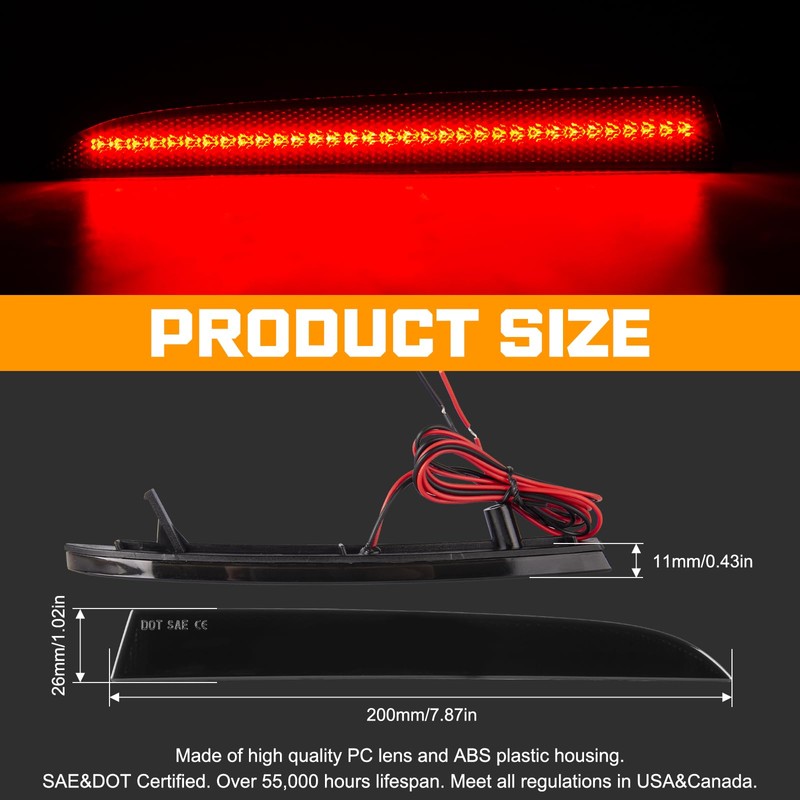 Gempro Rear Bumper Reflector Lights for 2016-2023 Chevy Camaro Led