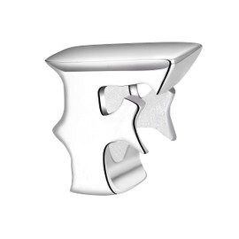 'Andante-Stones 925 Sterling Silver Charm Alphabet F Charm Bead/Charm for European Beads Wrist Band/Bracelet Includes Organza Pouch