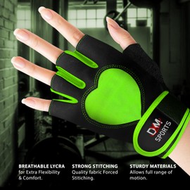 DXM SPORTS Workout Gloves for Women and Men with Wrist Support - Weight Lifting Gloves for Gym, Cycling, Training - Exercise Gloves for Women (Green, Large)