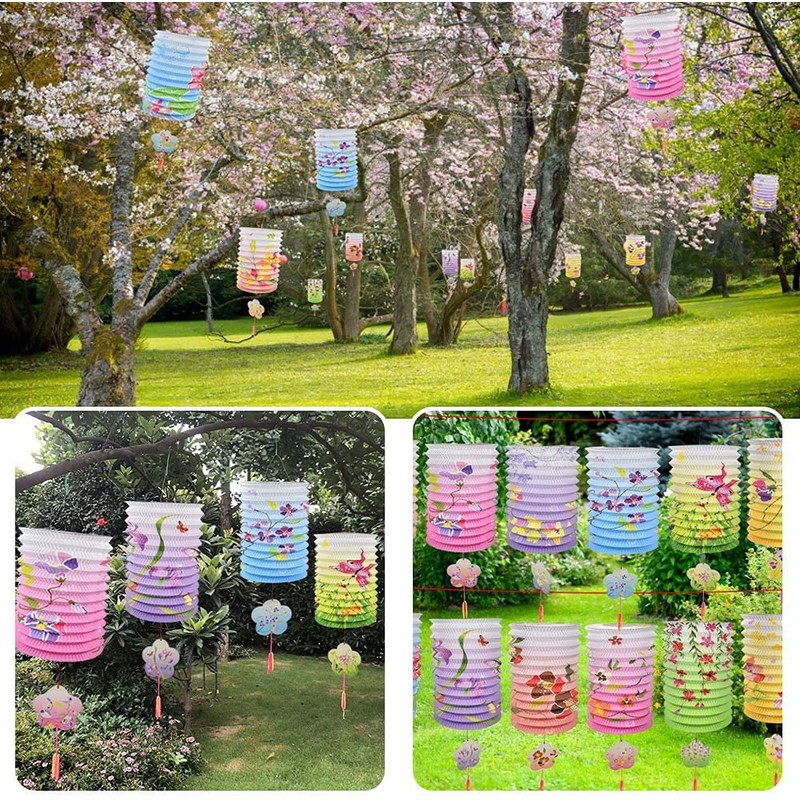 Mini Lanterns Set, Flower Pattern, Lanterns, Bon Festivals, Decoration Supplies,