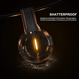 VerRon 50FT LED G40 Globe String Lights, Shatterproof Outdoor Patio String Lights with 50+2 Dimmable Edison Bulbs, 50 Backyard Hanging Bistro Light Waterproof for Balcony Party Wedding Market Cafe