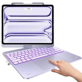 typecase typecase Touch Case with Keyboard for iPad Pro 13-inch(M4, 2024), iPad Air 13-inch(M3, 2025/M2, 2024) & iPad Pro 12.9(6th/5th/4th/3rd Gen), Trackpad, 360 Rotatable, 11-Colors Backlit, Pale Purple