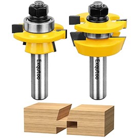 Exqutoo 1/2-Inch Shank 2 Set Bevel Shaker Rail and Stile Router Bits, Rail and Stile Router Bit Set for Cabinet Door Rail, Stile and More (3/8-Inch Cutting Depth, 7/8-Inch High)â¦