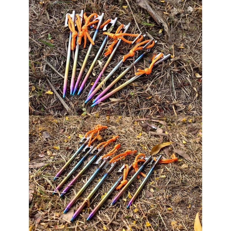 Boundless Voyage Titanium Pegs, Solid, Strong, 7.9/9.4 inches (20/24 cm),