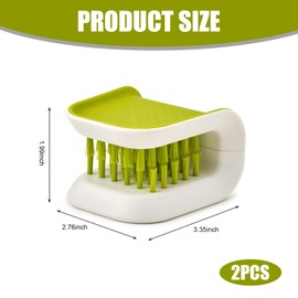 DYEKNEE 2 PCS Car U-Shaped Cleaning Brush, 3.35" x 2.76" x 1.99" PP Plastic Double-Sided Staggered Design Bristles Non-Slip Seat Belt Brush, Portable Accessory, for Most Cars (Green & White)