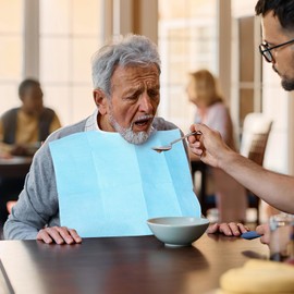 IMIKEYA 30Pcs Disposable Adult Bibs, Disposable Elders Towels Disposable Adult Tie- Back Poly Bibs Waterproof Feeding Lunch Bibs for Elderly