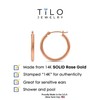 14K Rose Gold Classic Shiny Polished Round Hoop Earrings, 2mm