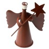 6-1/2" Rustic Tin Angel Christmas Tree Topper Holding a Star