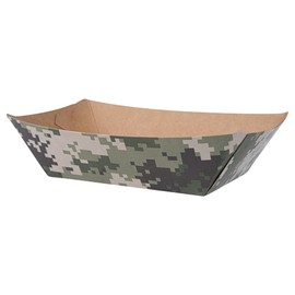 Bio Tek 1/2 Pound Food Boats, 50 Disposable Paper Food Trays - Heavy-Duty, Greaseproof, Camouflage Paper Food Boats, For Snacks, Appetizers, Or Treats, Use At Parties Or Carnivals - Restaurantware