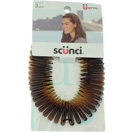 Scunci Effortless Beauty Stretch Hair Combs Tortoise, Opaque White, and Black (3-Count)