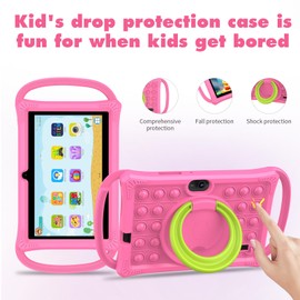 VASOUN Kids Tablet 7 inch, Android 13 Tablet for Kids, Toddler Tablets with Shockproof Case, 4GB(2+2) RAM 32GB ROM, Parental Control, GMS Certified WiFi Dual Camera with Eye Protection (Pink)