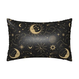 Silk Like Pillowcase for Hair and Skin Sun Constellations Moon and Stars 1 Pack Satin Pillowcase with Hidden Zipper Soft Breathable Smooth Cooling Pillow Cover King Size for Bedroom Sofa 20”x36”
