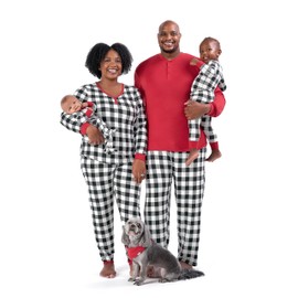Gerber Unisex Baby Holiday Family Matching Pajamas, Black/Red Buffalo Check, Large