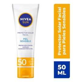 Protector Solar Facial Nivea Sun FPS 50+ | Para Piel Sensible | 50 ml