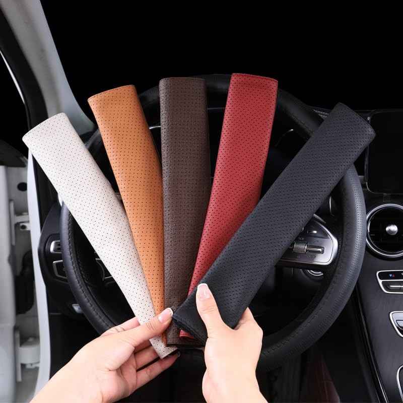 POKSRI 1P Genuine Cowhide Leather seat Belt Cover pad,car Seatbelt