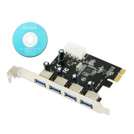 CERRXIAN 4-Port USB 3.0 Super Speed Card PCIe Express Controller Card - Interface Card USB 3.0 - Model Driver - USB Hub Internal