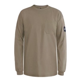 Uno Mejor Welding Shirt 5.5OZ FR Shirts for Men, 100% C Flame Resistant Welding Jacket for Work, Men's Fire Retardant FR Clothing for Men, Durable Welding Accessories, Khaki-YL L