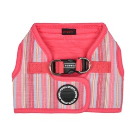 Puppia Theros Dog Vest Harness B (Step-in) Fashionable Striped Pattern Spring Summer Harness for Small and Medium Dogs, Pink, Large