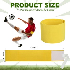 PATIKIL Soccer Captain Armband, 11 Pcs Captain Arm Bands for Soccer Elastic Captain Arm Band Sports Captain Armbands for Youth Adult Football Team Training Light Yellow