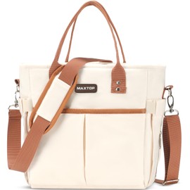 MAXTOP Lunch Bag Women for Work Insulated Thermal Lunch Box with Wide-Open Pocket Reusable Leakproof Cooler Bags with Removable Shoulder Strap for Teacher Nurse Office Picnic Travel Brown