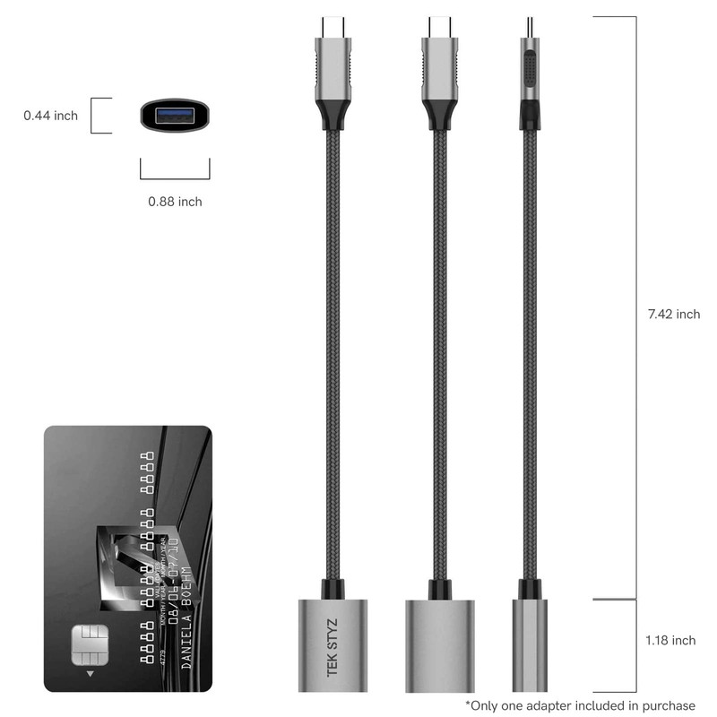 Tek Styz USB-C USB 3.0 Adapter Works for GoPro MAX