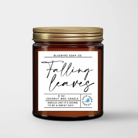 Bluebyrd Soap Co. Falling Leaves Candle 9 oz | Hello Fall Candle | Apple Citrus & Cedar Scented Coconut Wax | Vegan + Clean Burn 55 Hour (Falling Leaves, 9oz)