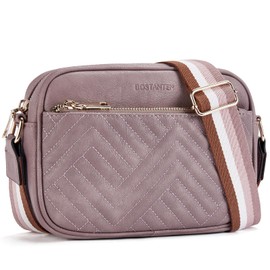 BOSTANTEN Quilted Crossbody Bags for Women Vegan Leather Purses Small Shoulder Handbags with Wide Strap Purple