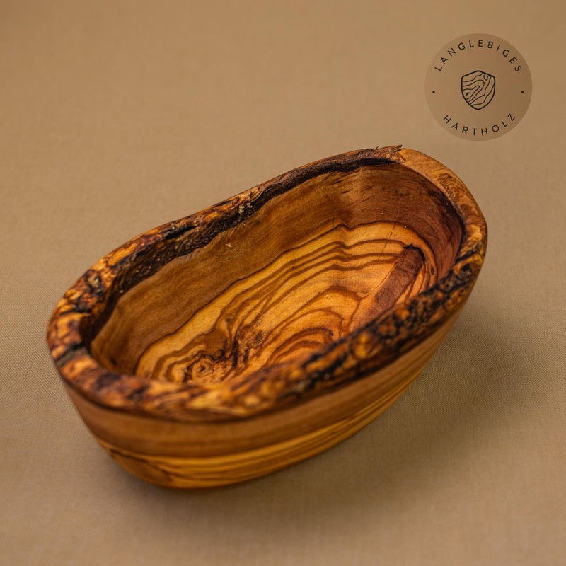 das Olivenholzbrett® Olive Wood Bowl with Natural Rim, Wooden Bowl,