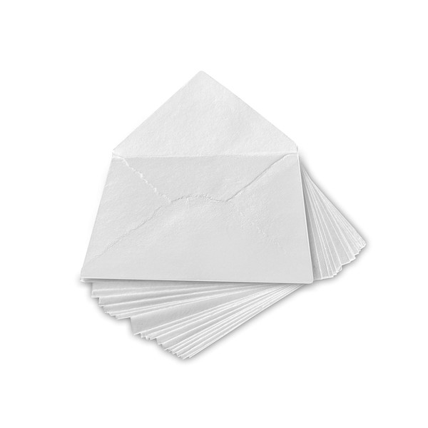 Wanderings Handmade White Envelope with Deckle Edge - 11 x 16 cm - Pack of 25 - For Announcements, Wedding Invitations, Greeting Cards, Crafts - Thick 250gsm